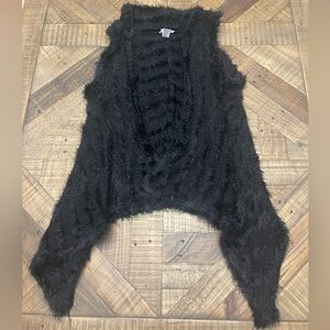 Chic Black Fuzzy Cardigan